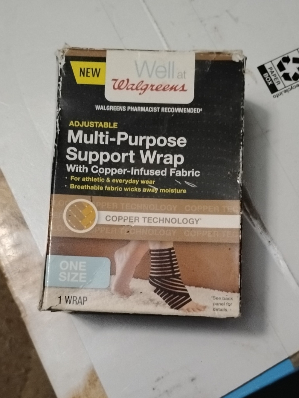 Well at Walgreens Copper-Infused Multi-Purpose Support Wrap - Black/Brown